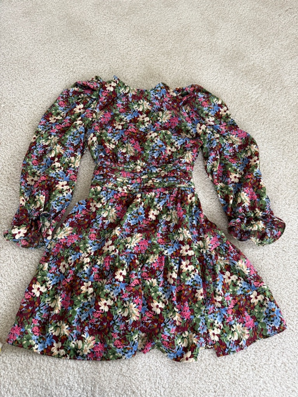 Zara Multicolor Floral Mini Dress with Ruffle Hem
